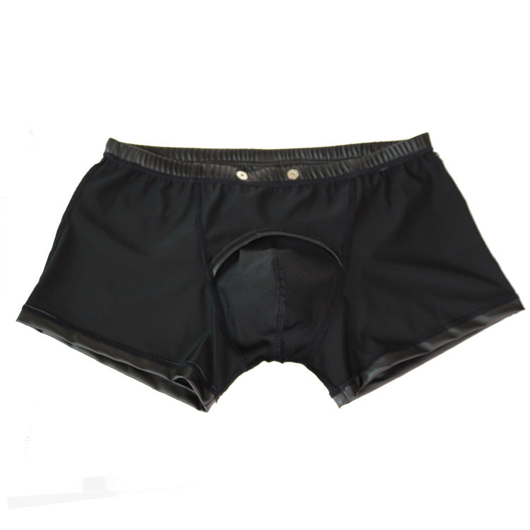 Men's Stretchy Leather Boxer Underwear - Comfortable Fit