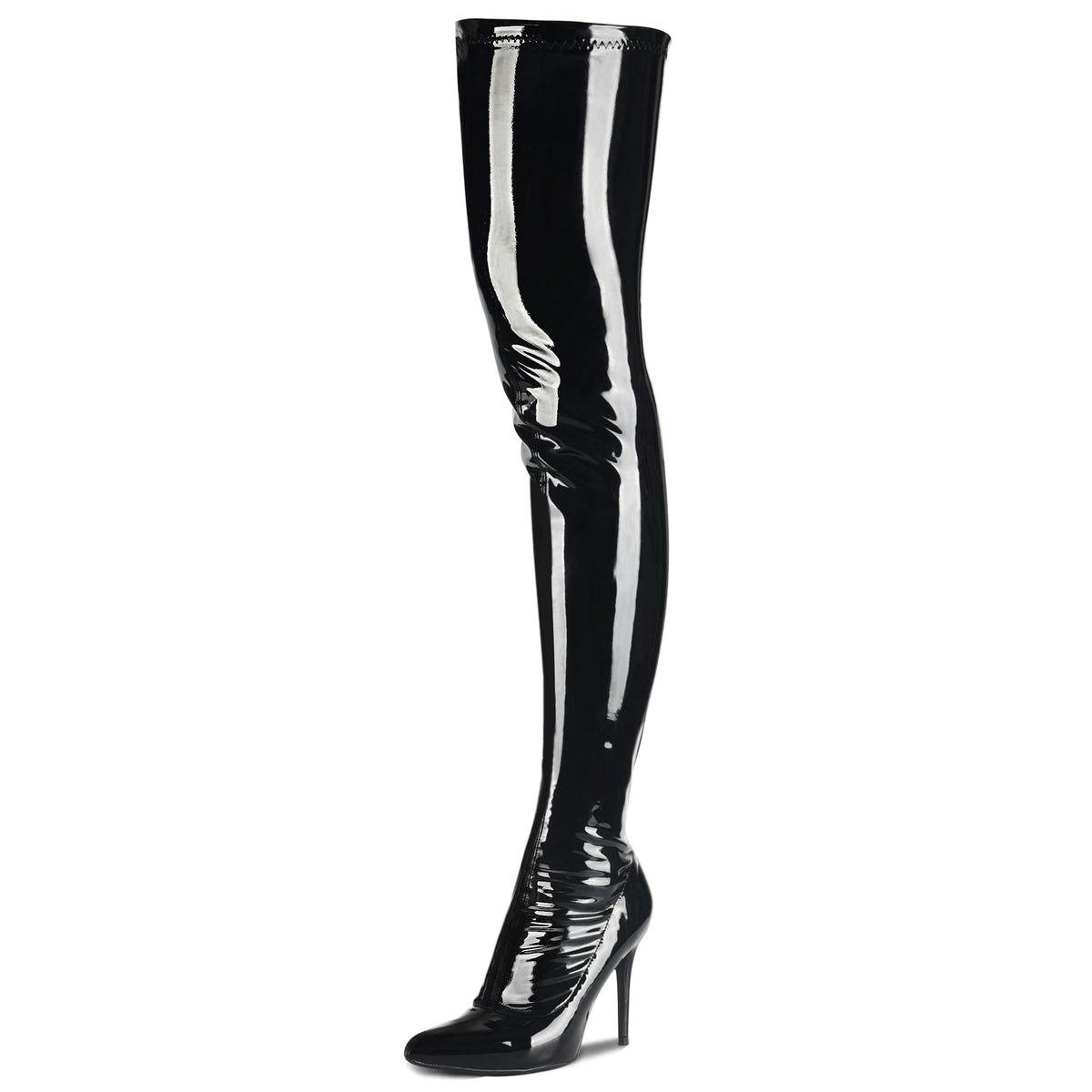 Womens Patent Leather PU Thigh High Boots Pointy Toe Side Zippe Fashion Comfy Sexy Stiletto High Heel Over The Knee Boots Black Patent Leather PU Size US6.5 EU37