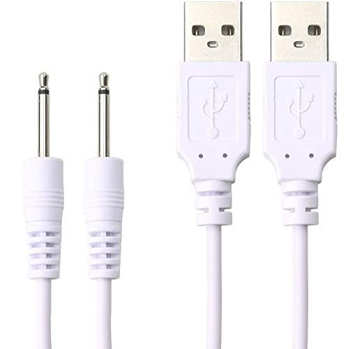 2 Pack Replacement Charger Cords for Dildo Rabbit Vibrator adam and eve Toys for her Womanizer Vibrating Wand for her Vibrator Rechargeable Massagers USB DC Charging Cables 2.5mm