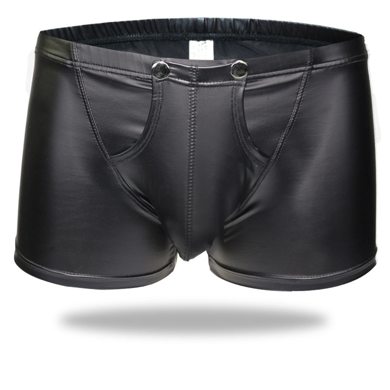 Men's Stretchy Leather Boxer Underwear - Comfortable Fit