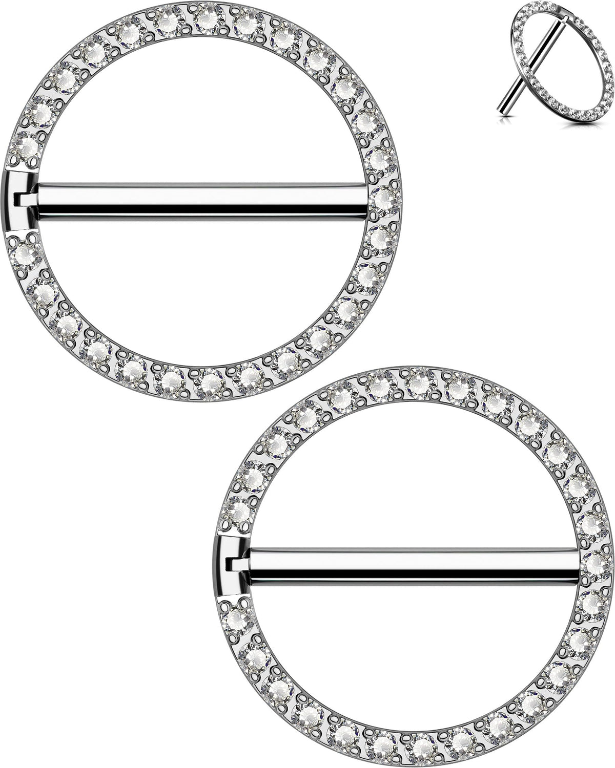 OUFER Titanium Nipple Rings 14G Nipple Piercing Jewelry Clicker Nipple Bars Clear CZ Nipple Barbells For Sexy Women-14MM