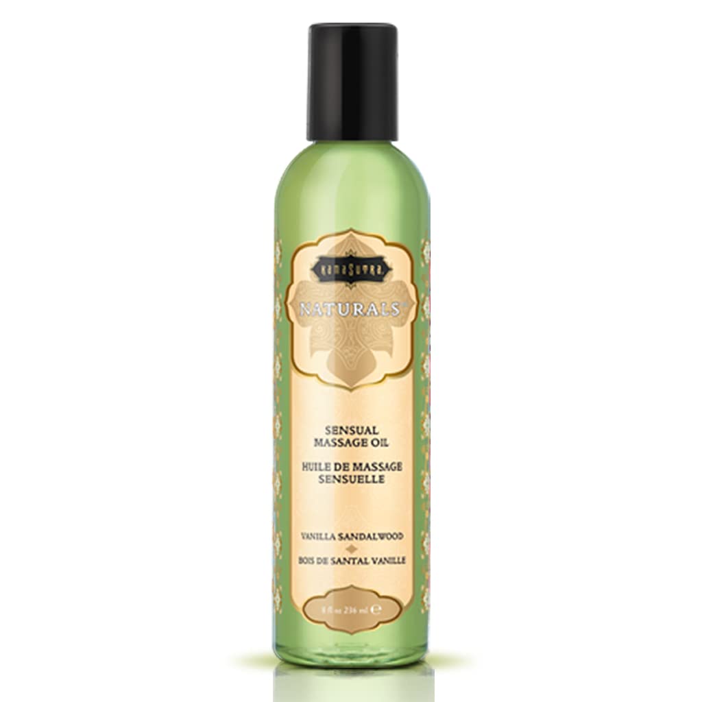 KAMA SUTRA Naturals Massage Oil Vanilla Sandalwood– 8 fl oz - Massage Oil for Body - Natural Carrier Oils - Sensual Massage for Couples Women and Men