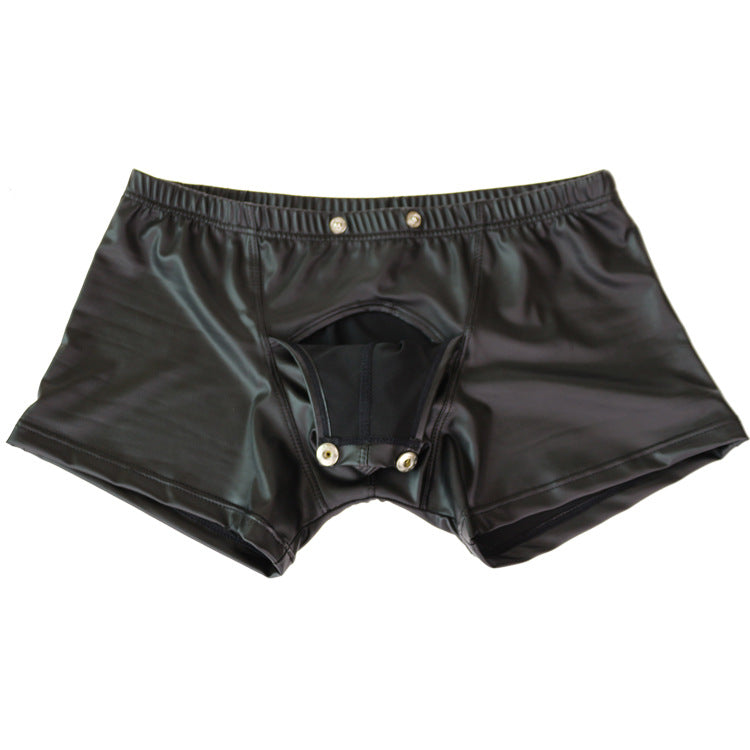Men's Stretchy Leather Boxer Underwear - Comfortable Fit