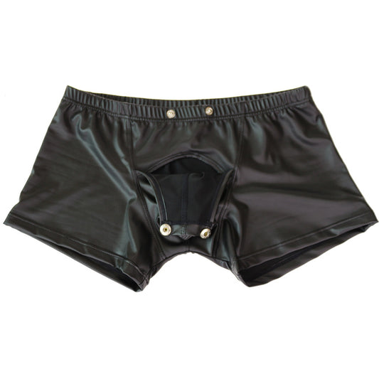 Men's Stretchy Leather Boxer Underwear - Comfortable Fit