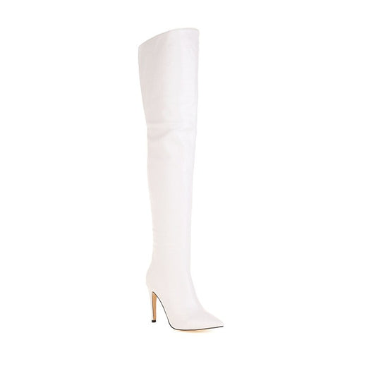 Pointed Back Zip High-Top Over-the-Knee Boots