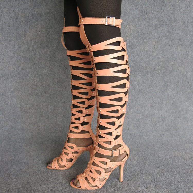 Fashionable Punk Style Hollow-Out High Heels Boots