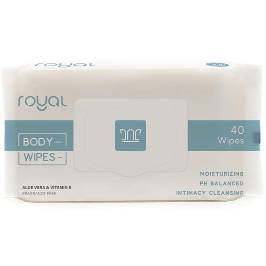 Royal Intimate Cleansing Feminine Wipes for Vaginal Hygiene Personal Cleansing Period Care Sensitive Skin & Odor Removal - Unscented pH Balanced Flushable - Women Men Adult Safe - 40 Count