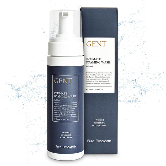 Amaranth GENT Foaming Intimate Wash for Men Mens Genital Wash for Sensitive Skin Moisturizing for Daily Use Hygiene Product Helps Prevent Dryness Odor Itching (200ml / 6.8 fl oz)
