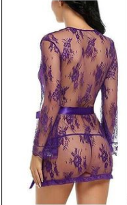 Lace Robe and Strap Nightgown Lingerie Set