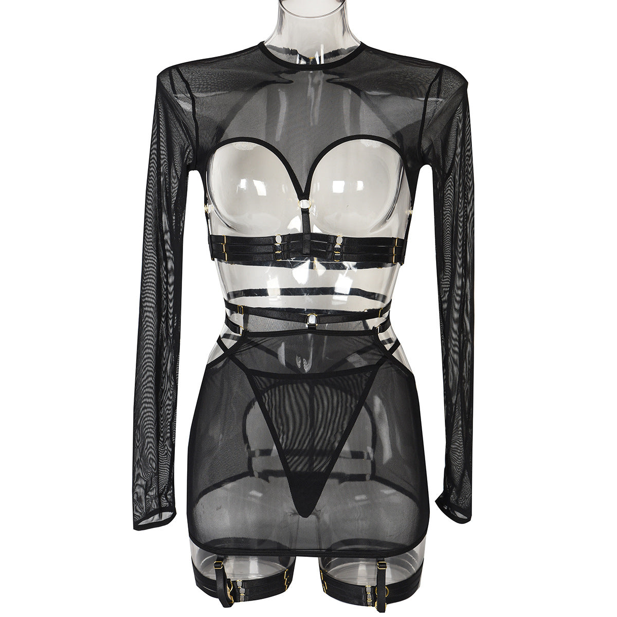5-Piece Sexy Lingerie Set with Lace and Long Sleeves