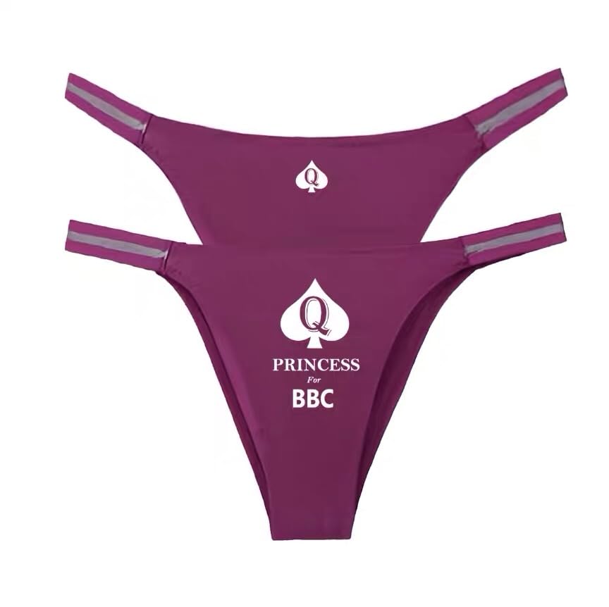 BBC QUEEN OF SPADES QOS SEXY Womens Panties Thongs Underwear (US Alpha Medium Regular Regular Purple)