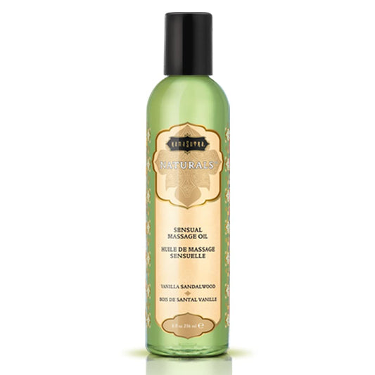 KAMA SUTRA Naturals Massage Oil Vanilla Sandalwood– 8 fl oz - Massage Oil for Body - Natural Carrier Oils - Sensual Massage for Couples Women and Men