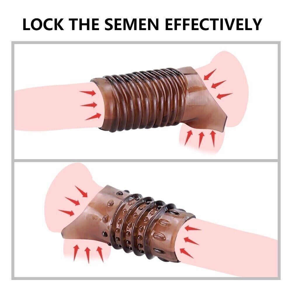 2PCS Reusable Cock Ring Glans Penis Enlarger Delayed Ejaculation Sleeve Extender