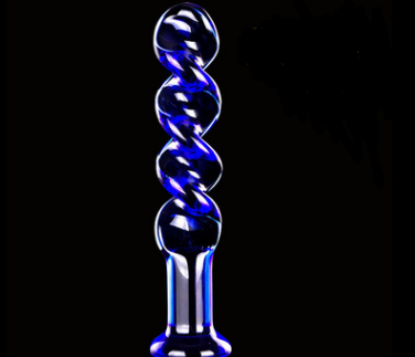 Blue Ripple Crystal Dildo and Glass Anal Plug Toys