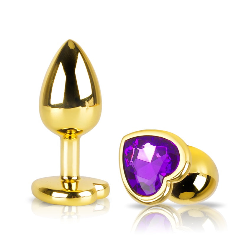 Heart-Shaped Gold Metal Anal Plug Adult Toy