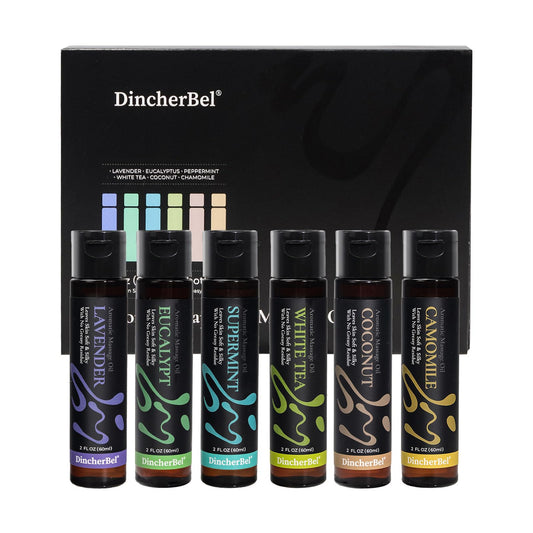 Relaxing Massage Oil Kit Aromatherapy Spa Body Oil Set - Natural Scents of Lavender Eucalyptus Sweet Almond White Tea Coconut & Jojoba Oil Body Oil (Set of 6)