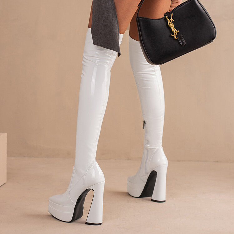 Thick Heel High Tube Plastic Leg Boots