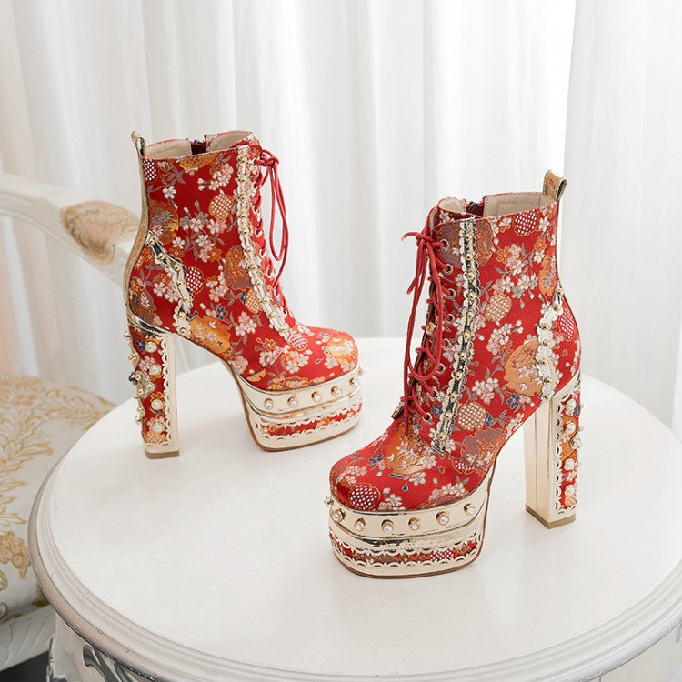 New Autumn Winter High Heel Waterproof Ankle Boots