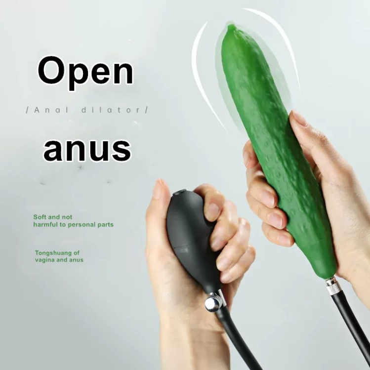 Silicone Inflatable Cucumber-Shaped Dildo Extension