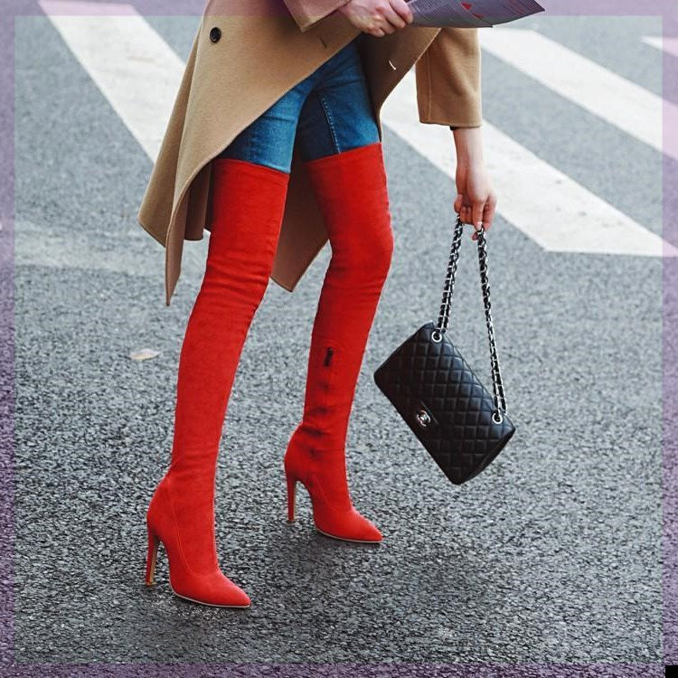 Women’s Stretch Knee-High Big Red Boots