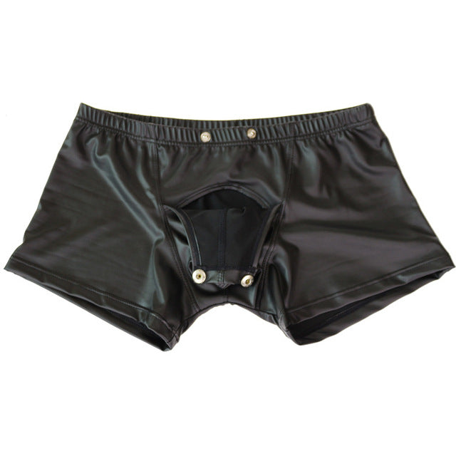 Men's Stretchy Leather Boxer Underwear - Comfortable Fit