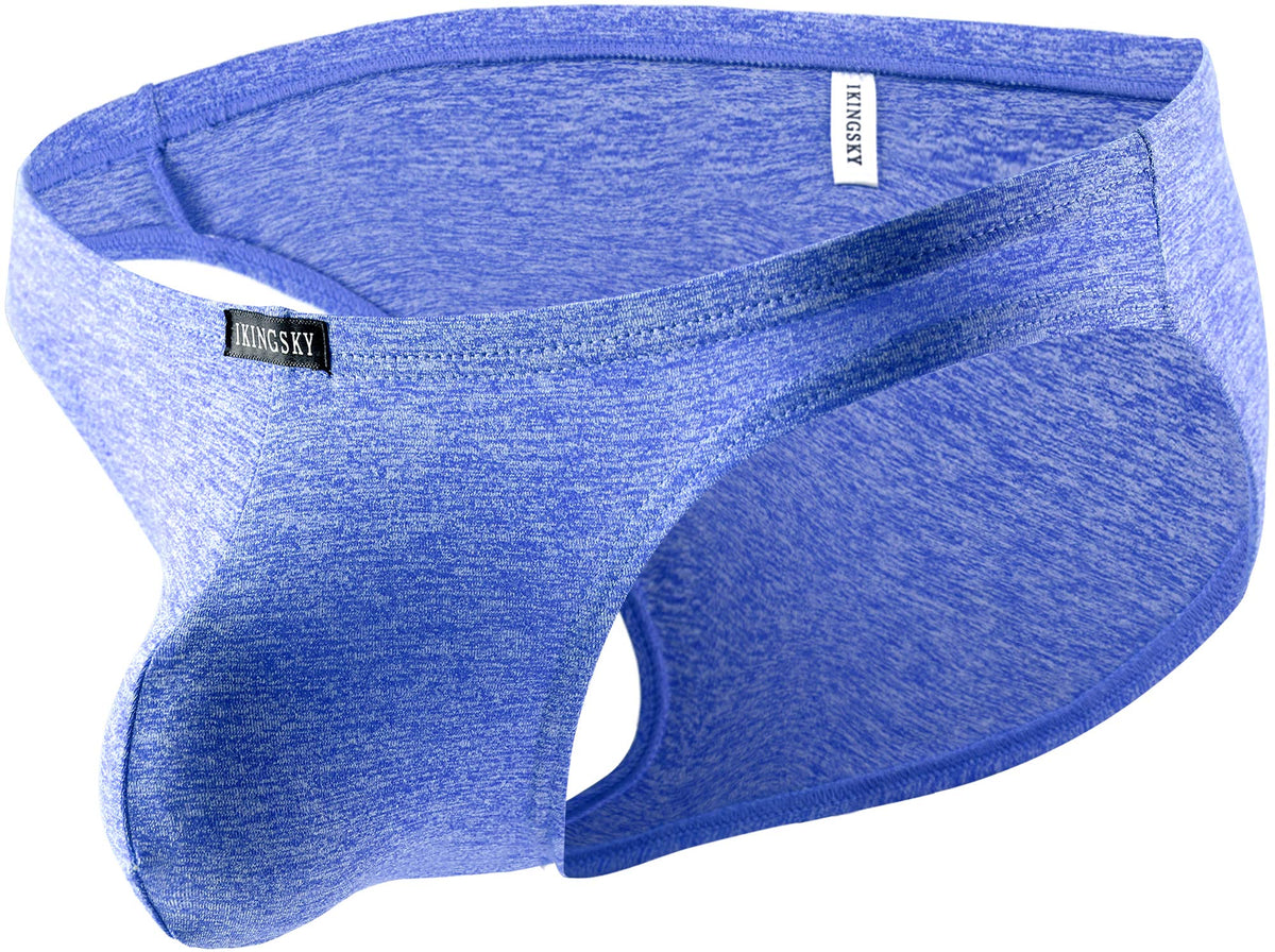 IKINGSKY Mens Pouch Bikini Underwear Sexy Low Rise Bulge Mens Briefs (XX-Large Blue)